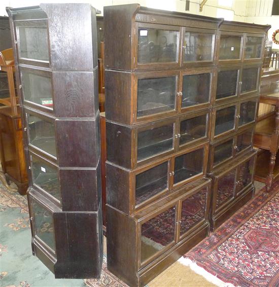 2 Minty oak stacking bookcases with corner section